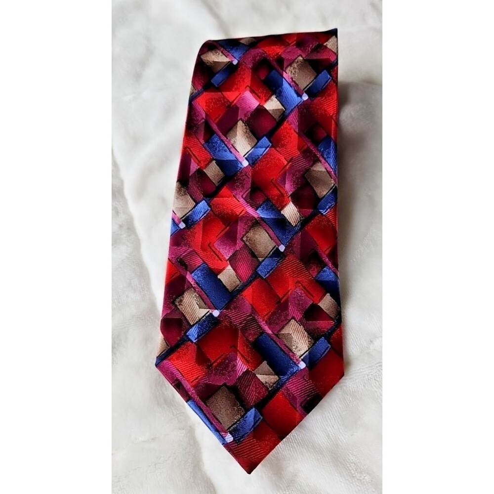 Jerry Garcia  100% Silk  Men's Necktie, Geometric Red, Navy, Gold, Purple, black